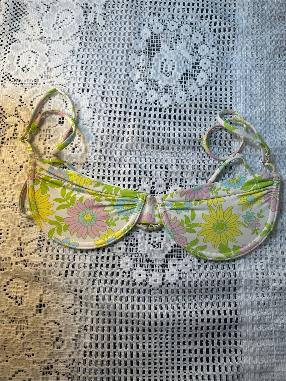 Frankie's Bikinis Ziggy Bikini Top in the Secret Garden Floral print
